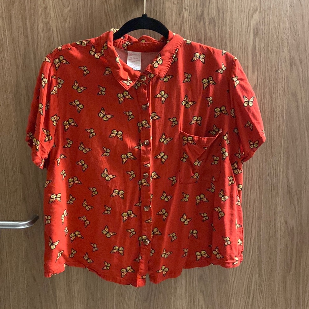 Butterfly Button Down Crop Top